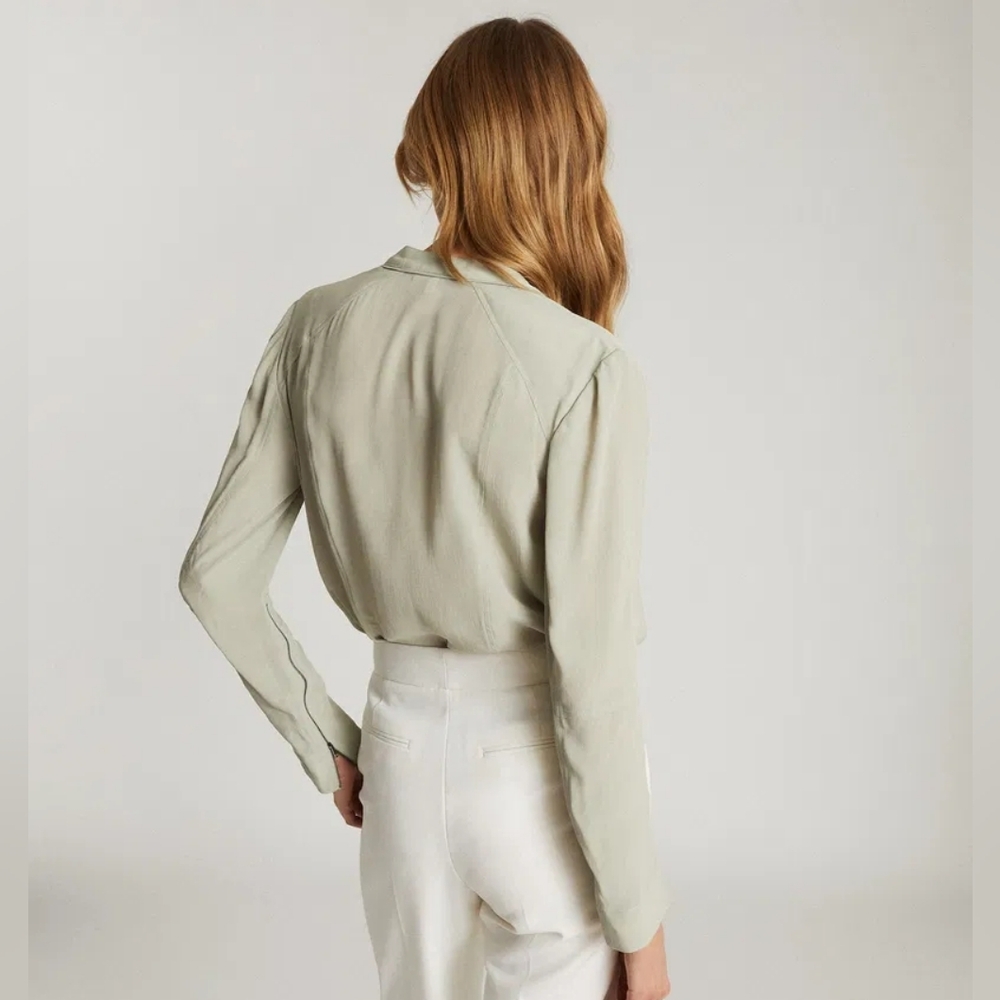 REISS | $185 Frances Zip Cuff Silk Blend Blouse - Picture 4 of 5